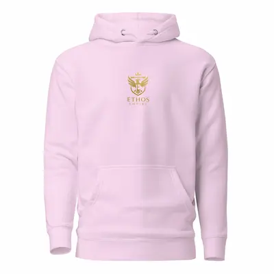 Ethos Empire lavender hoodie with gold logo minimalist streetwear