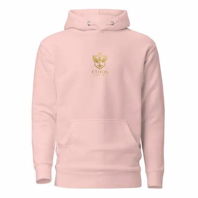 Ethos Empire pink hoodie with gold logo minimalist streetwear