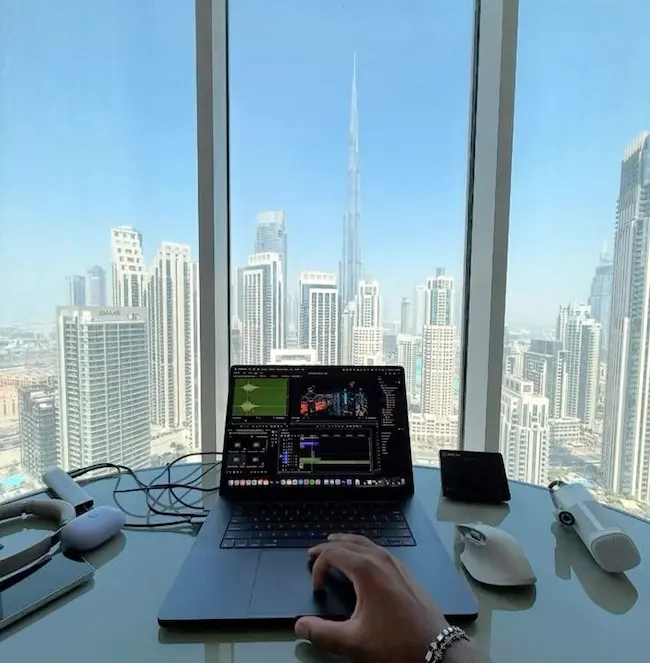Working from Dubai skyline