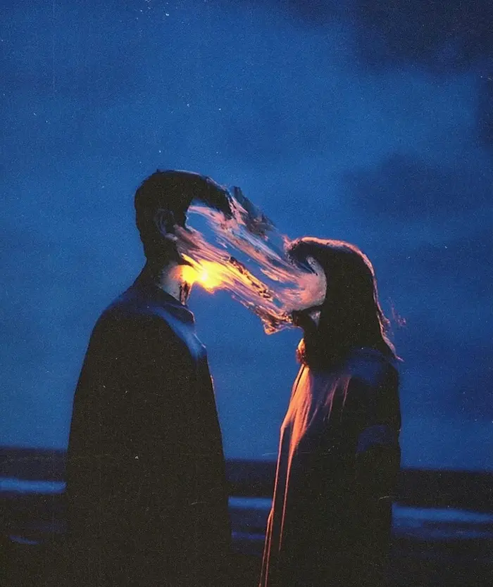 Couple walking in golden light